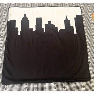 Alamode Home City Skyline Throw Pillow Cover 26” Black White Cotton Passport